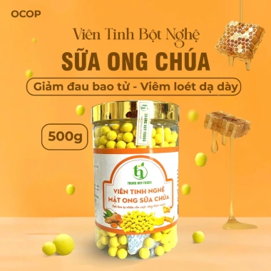 Viên Tinh Nghệ Mật Ong Sữa Chúa 500gr Nguyên Chất Giảm Đau & Viêm Loét Dạ Dày, Đại Tràng