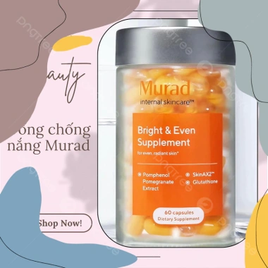 Viên uống chống nắng nội sinh Murad Bright & Even - Mẫu mới dùng thử, giảm giá 21% chỉ 464.500₫