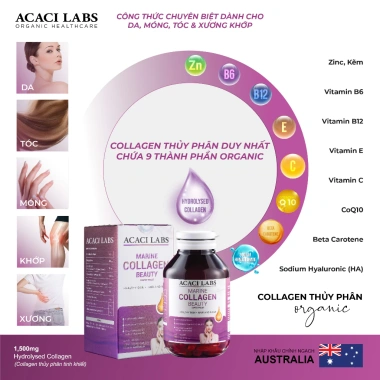 Viên Uống Collagen Marine Beauty Acaci Labs - Trắng Da, Giảm Rụng Tóc, Ngừa Lão Hóa, Giá Ưu Đãi 954k