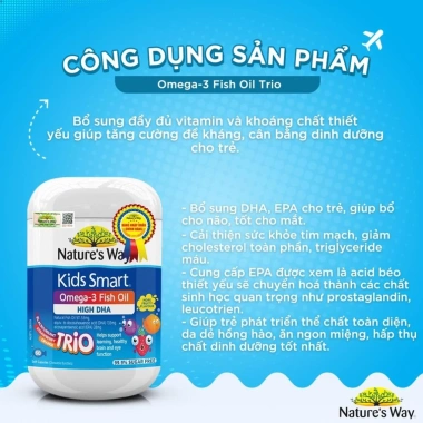 Viên Uống Dầu Cá Nature's Way Omega-3 Fish Oil Trio 60 viên - Bổ DHA, hỗ trợ trí tuệ bé, giá 490k 3 Viên Uống Dầu Cá Nature's Way Omega-3 Fish Oil Trio 60 viên - Bổ DHA, hỗ trợ trí tuệ bé, giá 490k 3