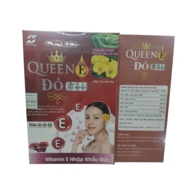 Viên uống đẹp da Vitamin QUEEN E Đỏ – Chống oxy hoá, sáng da, giảm nám sạm, tàn nhang, da nhăn, giá chỉ 296.000₫