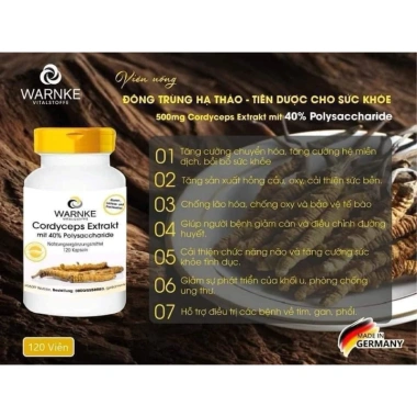Viên uống Đông Trùng Hạ Thảo Warnke Cordyceps 500mg 120 viên - 650k, tăng đề kháng 2 Viên uống Đông Trùng Hạ Thảo Warnke Cordyceps 500mg 120 viên - 650k, tăng đề kháng 2