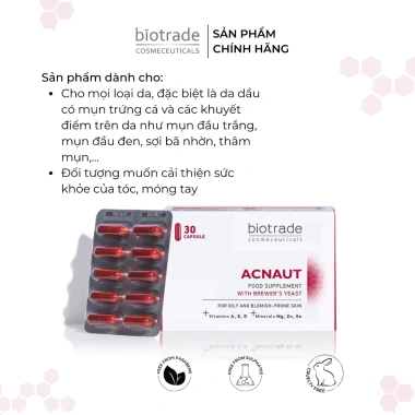 Viên uống giảm mụn Biotrade Acnaut – Dành cho da, mụn trứng cá, da khô – 275.500₫ 8 Viên uống giảm mụn Biotrade Acnaut – Dành cho da, mụn trứng cá, da khô – 275.500₫ 8