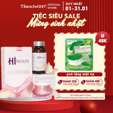 Viên Uống Hi Beauty + kem, serum, mặt nạ - Trắng Da, Sạch Nám, Freeship 450k