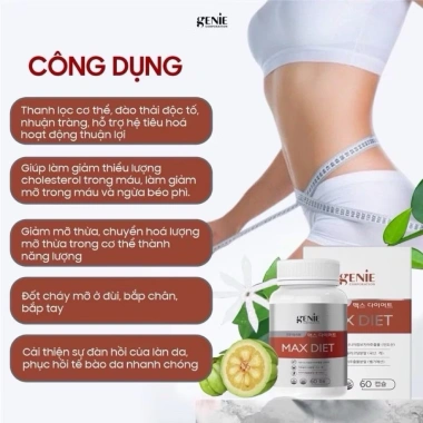 Viên uống Max Diet Genie - Thực phẩm bảo vệ sức khỏe giảm cân, chỉ 950.000đ 4 Viên uống Max Diet Genie - Thực phẩm bảo vệ sức khỏe giảm cân, chỉ 950.000đ 4