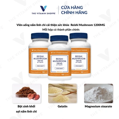 Viên uống nấm linh chi 1.200mg THE VITAMIN SHOPPE - Tăng đề kháng, sức khỏe - 100 viên - 769.900₫