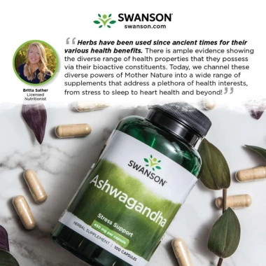 Viên Uống Nhân Sâm Ấn Độ Swanson Full Spectrum Ashwagandha 450mg - Giảm Căng Thẳng Lo Âu, Giá Ưu Đãi 309.000 VND