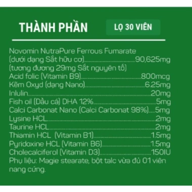Viên uống Sắt Hữu Cơ Hemoglobin + Acid Folic - Tăng máu, giảm mệt mỏi, Giá chỉ 260k (Giảm từ 325k)