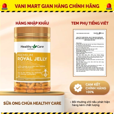 Viên uống sữa ong chúa Royal Jelly Healthy Care 1.000mg Úc - Ngăn ngừa lão hóa, da đẹp, chỉ 810.000