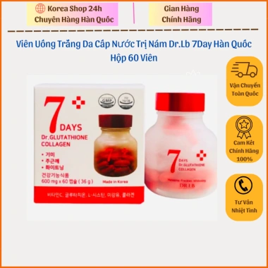 Viên uống trắng da Dr.Lb 7days và Dr.Glutathione Collagen Hàn Quốc 60 viên - Cấp nước mờ nám, giảm giá 900k