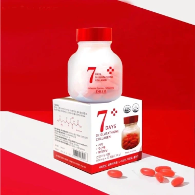 Viên uống trắng da Dr.Lb 7days và Dr.Glutathione Collagen Hàn Quốc 60 viên - Cấp nước mờ nám, giảm giá 900k