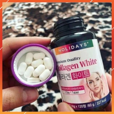 Viên uống trắng da Holiday Collagen White Hàn Quốc 120 viên Giá 225k da sáng mịn 5
