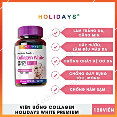 Viên uống trắng da Holiday Collagen White Hàn Quốc 120 viên Giá 225k da sáng mịn 7