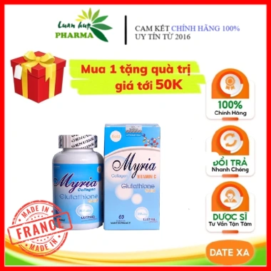 Viên Uống Trắng Da MYRIA 60 Viên - Glutathione Collagen Vitamin C Nhập khẩu Pháp Chính hãng Giá 900k