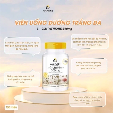 Viên uống trắng da Warnke L-Glutathion 500mg – Chính hãng, chống lão hóa, 100 viên 2