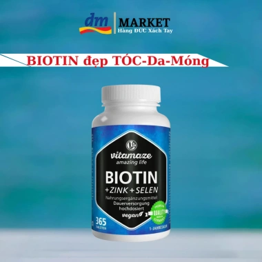 Viên uống Vitamaze Biotin Zink Selen - Giảm rụng tóc da móng, da mịn, chỉ 720.000₫