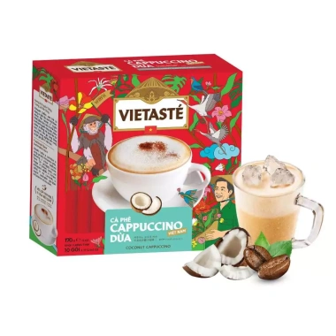Vietaste Cà Phê Cappuccino Dừa 170g 10 gói pha, hương dừa thơm ngon, giá chỉ 138k
