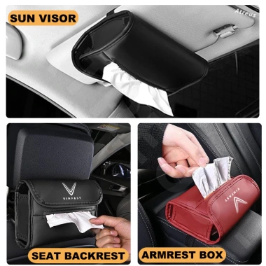 Vinfast Hộp Đựng Khăn Giấy Ô Tô Tự Động Chống Nắng, Che Da, Bảo Quản cho Fadil VF E34, VF8, VF9, LUX A SA 2.0 – 68.376₫