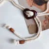 Vintage Dân Gian Dệt Trái Tim - Dây Thắt Lưng Nữ Thanh Lịch Eo Cincher Màu Be 4