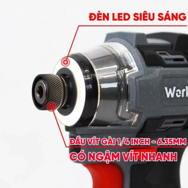 Vít búa WORKFIX WF-CV250MAX 250Nm - 4 chức năng, 4 tốc độ, bản gọn nhẹ, không than - Giá chỉ 859.000₫ 4