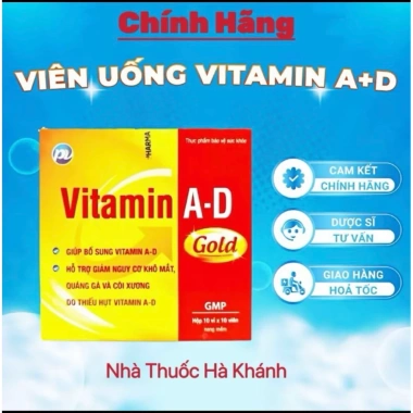 Vitamin A-D Gold 100 viên - Giảm Khô Mắt, Quáng Gà, Còi Xương cho Trẻ Em & Người Cao Tuổi, Giá 58.000₫