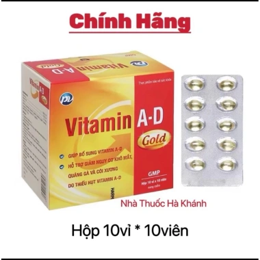 Vitamin A-D Gold 100 viên - Giảm Khô Mắt, Quáng Gà, Còi Xương cho Trẻ Em & Người Cao Tuổi, Giá 58.000₫