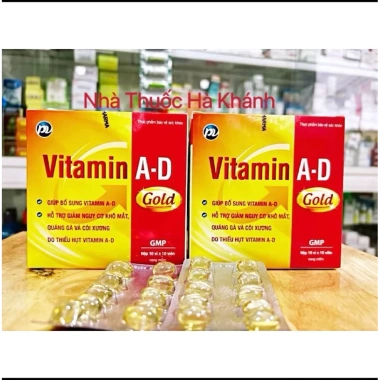 Vitamin A-D Gold 100 viên - Giảm Khô Mắt, Quáng Gà, Còi Xương cho Trẻ Em & Người Cao Tuổi, Giá 58.000₫