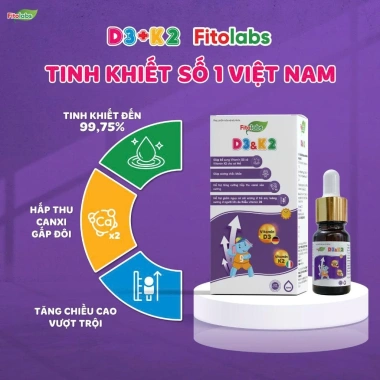 Vitamin D3K2-MK7 Fitolabs dạng giọt 10ml - Tăng chiều cao, xương chắc khỏe cho bé, giá ưu đãi 209.230 VND