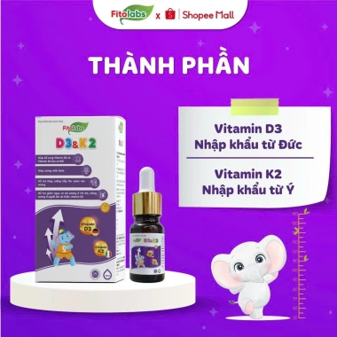 Vitamin D3K2-MK7 Fitolabs dạng giọt 10ml - Tăng chiều cao, xương chắc khỏe cho bé, giá ưu đãi 209.230 VND