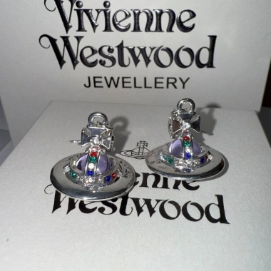 Vivienne Westwood Nana Bông Tai Quả Cầu Thủy Tinh Zircon Đính Hạt – Cao Cấp Nữ 224k