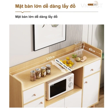 VNBEST Tủ bếp gỗ đa năng - Kệ lưu trữ hiện đại cho phòng khách và bếp, giảm giá 589.000₫