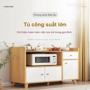VNBEST Tủ bếp gỗ đa năng - Kệ lưu trữ hiện đại cho phòng khách và bếp, giảm giá 589.000₫