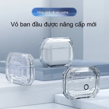 Vỏ AirPods 2/3/4/Pro trong suốt pha lê, 4 góc chống sốc, không ố vàng 2