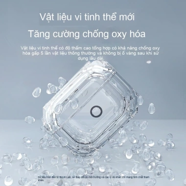 Vỏ AirPods 2/3/4/Pro trong suốt pha lê, 4 góc chống sốc, không ố vàng 3