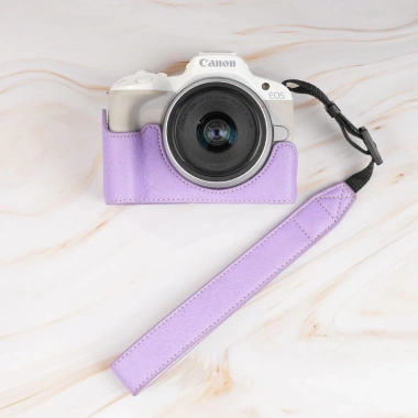 Vỏ bảo vệ hộp Canon R50 R100 màu tím - Đế gói dễ thương, bảo vệ ống kính, giảm 18%
