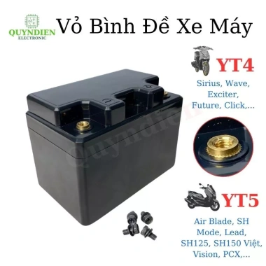 Vỏ Bình Đề Xe Máy YT4 YT5 Cọc Ren Xoắn ABS Chuẩn Kích Thước - Linh Kiện Quỳnh Diễn