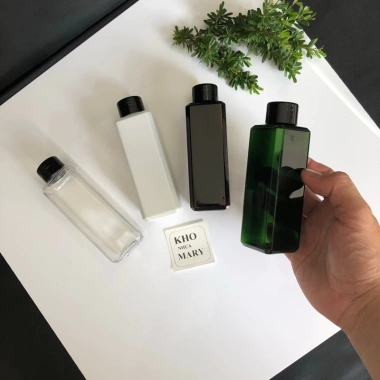 Vỏ chai nhựa vuông nắp nhấn press 100-300ml - Lọ PET trong suốt trắng, nắp bật nhỏ giọt, đựng mỹ phẩm, giá 4.500₫