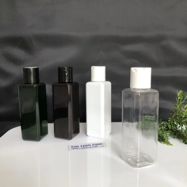 Vỏ chai nhựa vuông nắp nhấn press 100-300ml - Lọ PET trong suốt trắng, nắp bật nhỏ giọt, đựng mỹ phẩm, giá 4.500₫