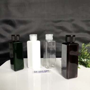 Vỏ chai nhựa vuông nắp nhấn press 100-300ml - Lọ PET trong suốt trắng, nắp bật nhỏ giọt, đựng mỹ phẩm, giá 4.500₫