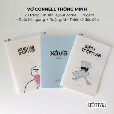 Vở Cornell 120 trang Crabit: Ruột kẻ ngang Grid, Ghi chép Trộm Vía Collection, Giá 66.000₫