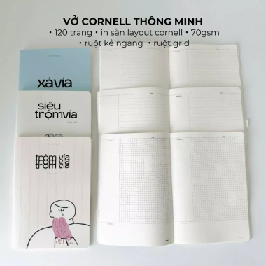 Vở Cornell 120 trang Crabit: Ruột kẻ ngang Grid, Ghi chép Trộm Vía Collection, Giá 66.000₫