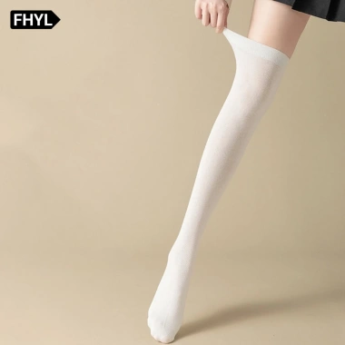Vớ dài cotton mềm mại đến đầu gối trắng phong cách Lolita Nhật Bản cho nữ - Đa năng, giảm giá 24.000 VND
