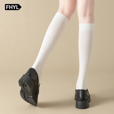 Vớ dài cotton mềm mại đến đầu gối trắng phong cách Lolita Nhật Bản cho nữ - Đa năng, giảm giá 24.000 VND