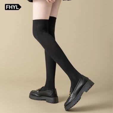 Vớ dài cotton mềm mại đến đầu gối trắng phong cách Lolita Nhật Bản cho nữ - Đa năng, giảm giá 24.000 VND