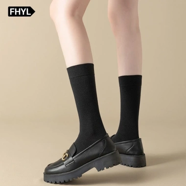 Vớ dài cotton mềm mại đến đầu gối trắng phong cách Lolita Nhật Bản cho nữ - Đa năng, giảm giá 24.000 VND