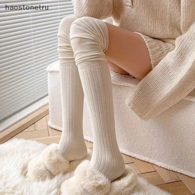 Vớ Dài Cotton Nữ Giữ Ấm Mùa Đông, Thiết Kế Gối Đôi Trơn Vải Mềm Mại - Đồ Ngủ Thời Trang, Phong Cách Đa Dạng, Giá Ưu Đãi 7