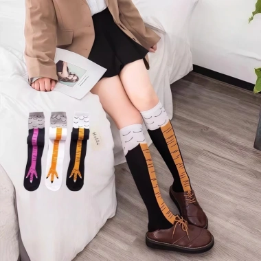 Vớ dài nữ ngộ nghĩnh gà trên đầu gối, chân mỏng thoáng khí mùa xuân thu - 30.910đ