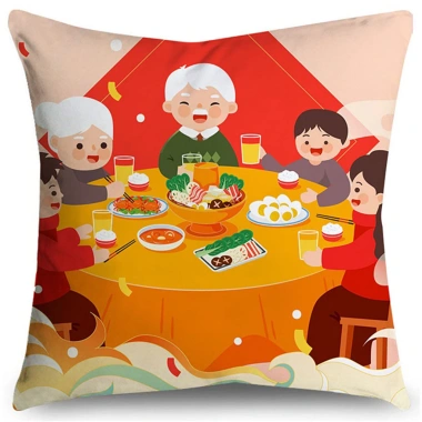 Vỏ đệm cotton chúc mừng năm mới 70×70, 65×55, 45cm - Vỏ gối sofa trang trí lễ hội mùa xuân, giảm giá 43.439₫ 2