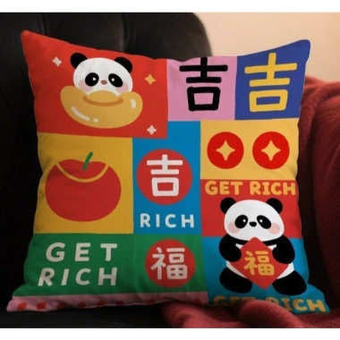 Vỏ đệm lễ hội Panda trang trí năm mới, vỏ gối sofa gia đình, giá 45.789 VND
