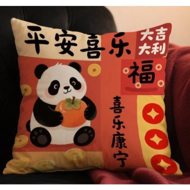 Vỏ đệm lễ hội Panda trang trí năm mới, vỏ gối sofa gia đình, giá 45.789 VND